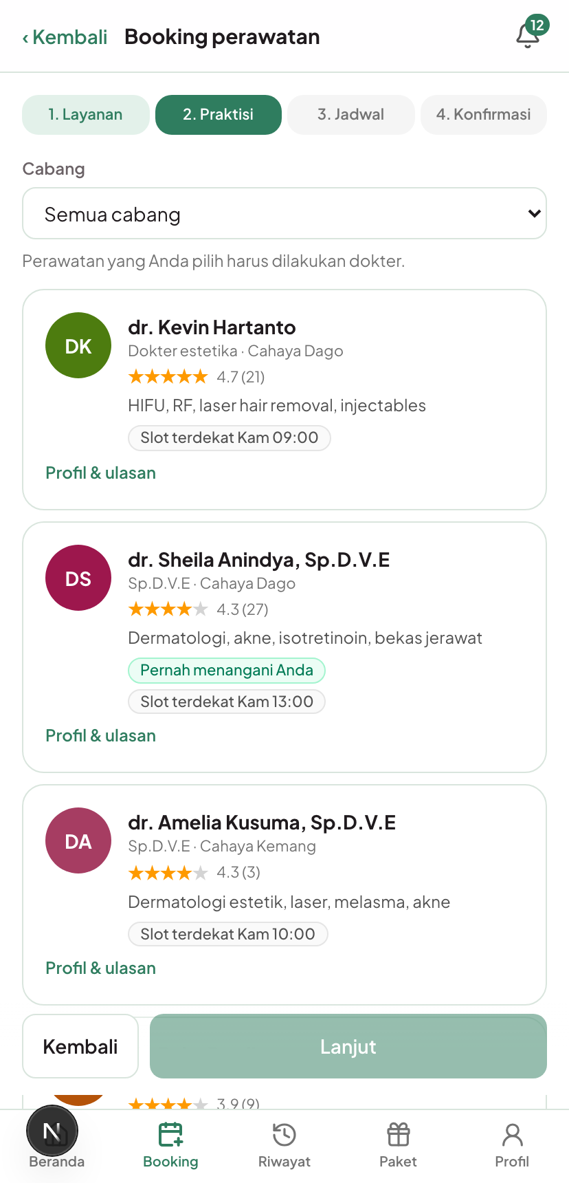Pasien memesan sendiri: pilih dokter, pilih jam kosong